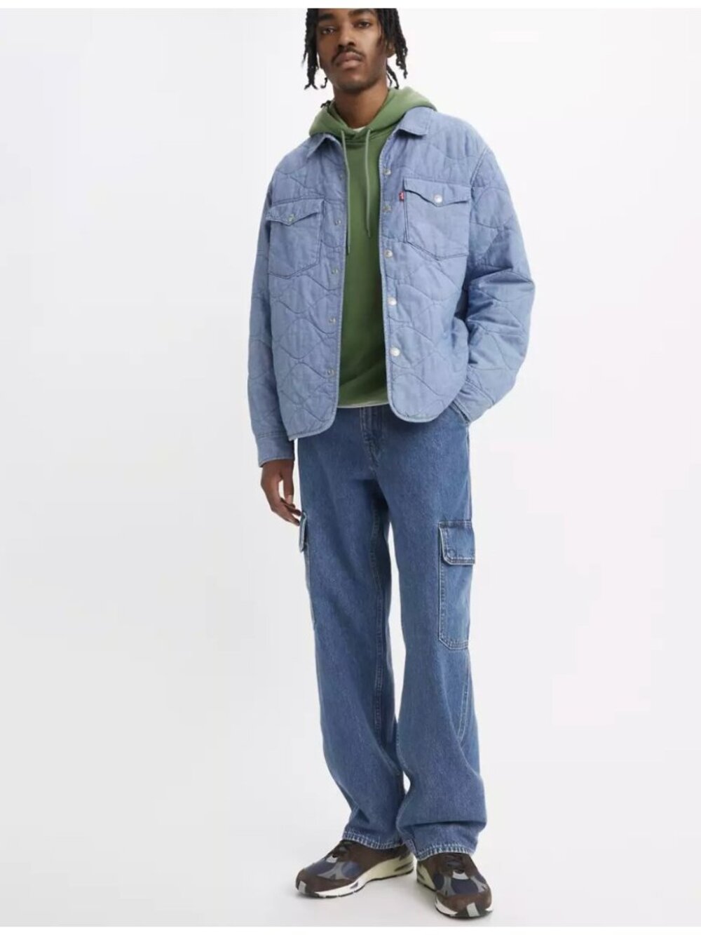 New Levi's 34x32 Premium 568 Loose Straight Cargo Men's Jeans Get Involved Blue